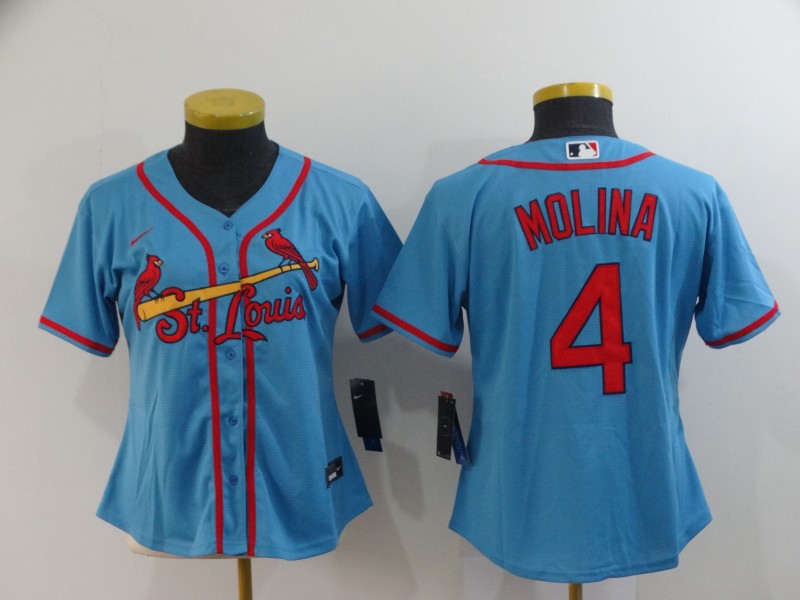 Women St.Louis Cardinals 4 Molina blue Nike Game MLB Jerseys